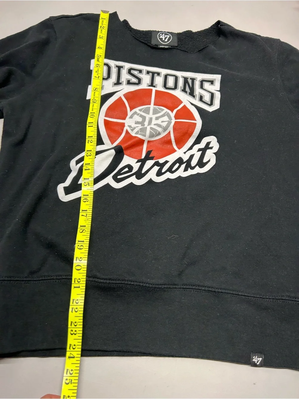 47 Detroit Pistons Black Crewneck with Red & White Logo